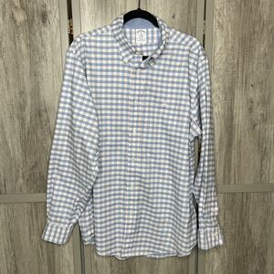 Brooks Brothers Regent Button Down Shirt XL Check Supima Cotton Blue Pink